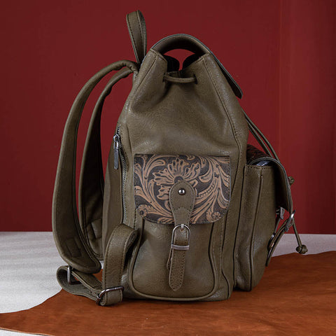 Wrangler Floral tooled Cowhide Backpack