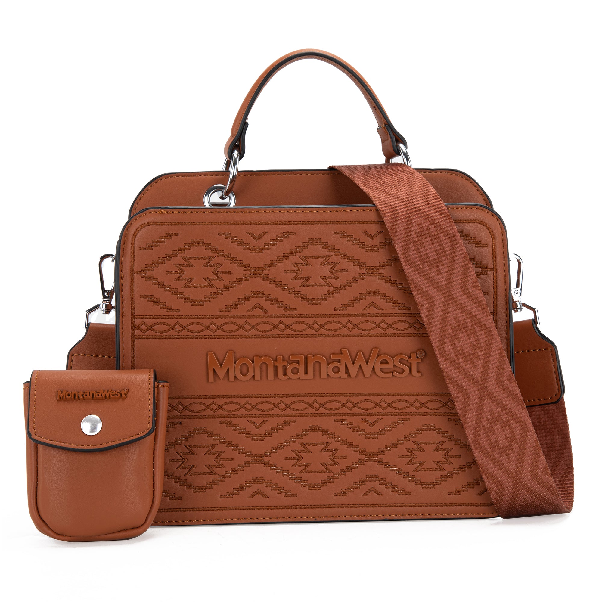 Montana West Floral Embossed Leather Tote-Crossbody Bag