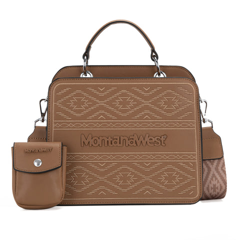 Montana West Floral Embossed Leather Tote-Crossbody Bag