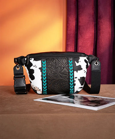 Montana West Floral Tooled Fanny Pack Black