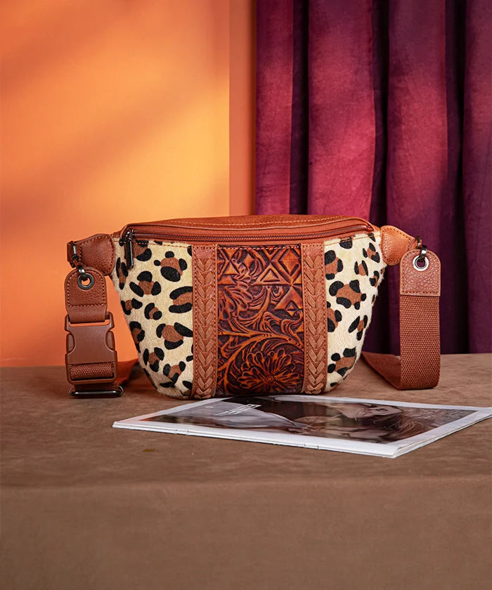 Montana West Floral Tooled Fanny Pack Leopard