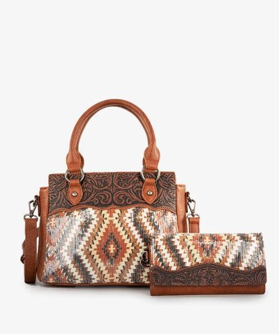 Montana West Sequined Aztec Tote Bag Set