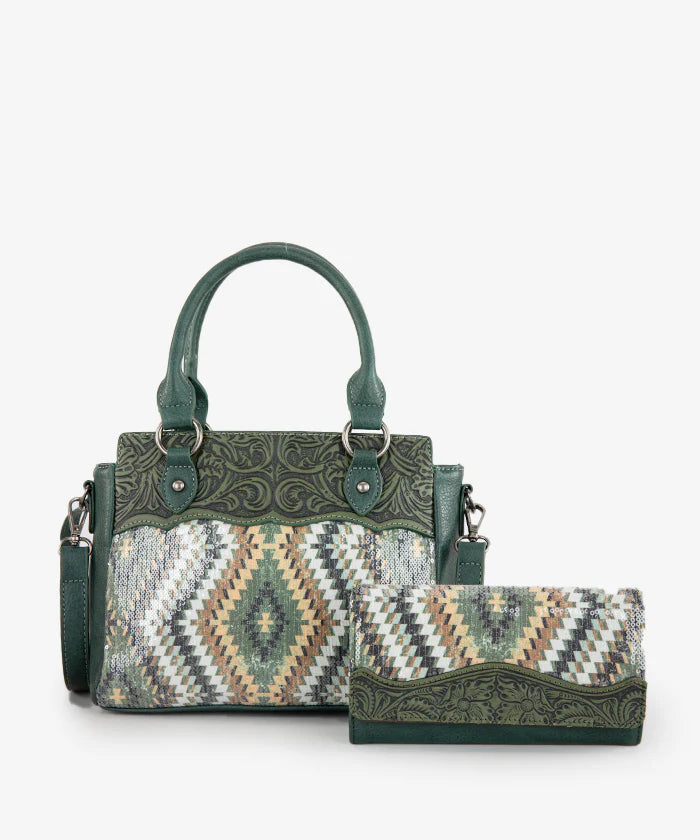 Montana West Sequined Aztec Tote Bag Set