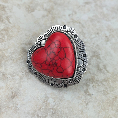 Silver with blue turquoise stone heart Ring