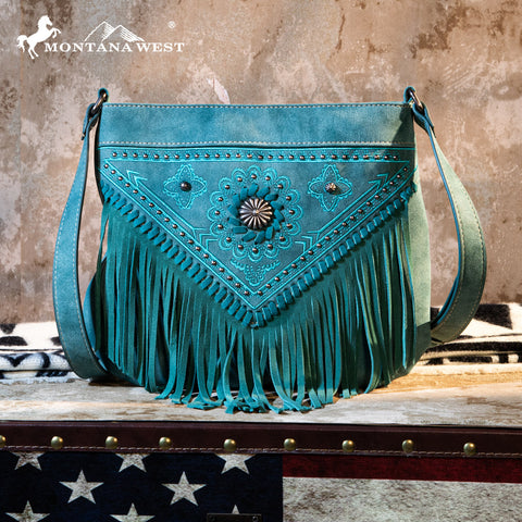 Montana West Concho Floral Fringe Crossbody Bag