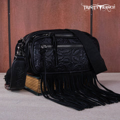 Trinity Ranch Tooled Fringe Crossbody Bag