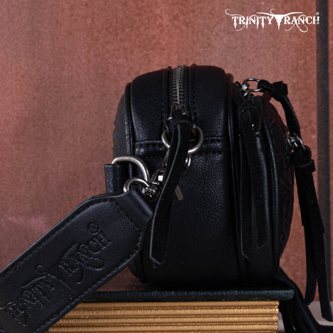 Trinity Ranch Tooled Fringe Crossbody Bag