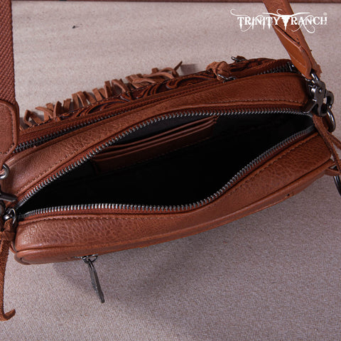 Trinity Ranch Tooled Fringe Crossbody Bag