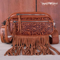 Trinity Ranch Tooled Fringe Crossbody Bag