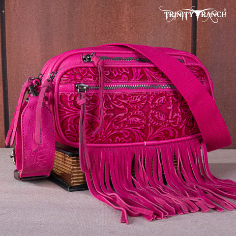 Trinity Ranch Tooled Fringe Crossbody Bag