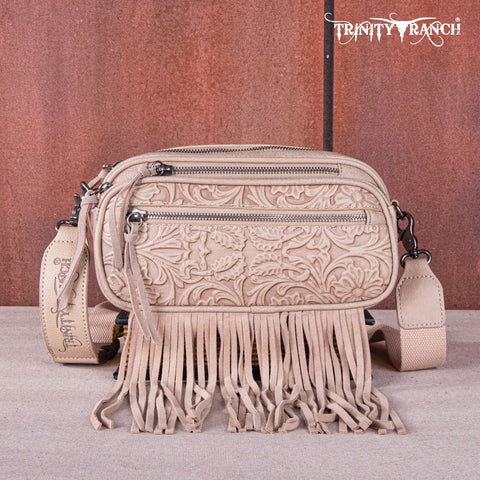 Trinity Ranch Tooled Fringe Crossbody Bag