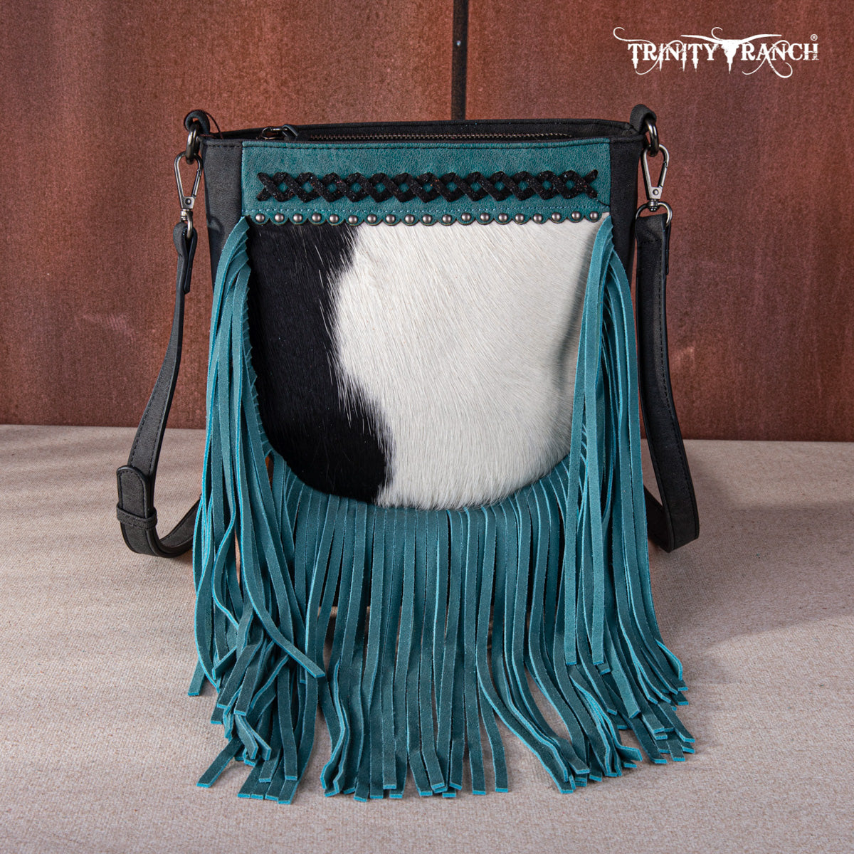 Trinity Ranch Cowhide Leather Fringe Crossbody Bag