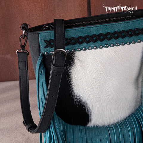 Trinity Ranch Cowhide Leather Fringe Crossbody Bag