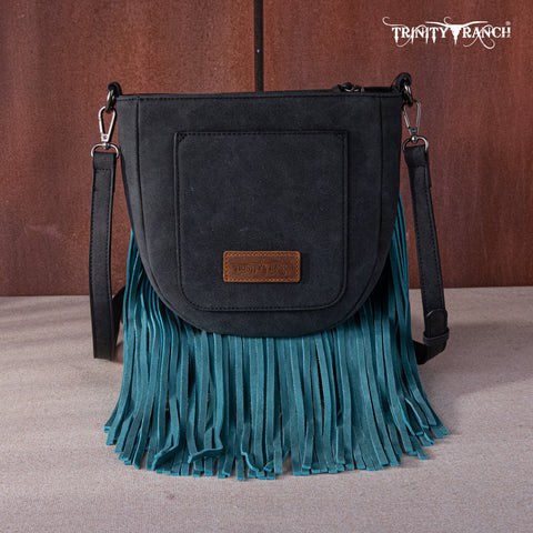 Trinity Ranch Cowhide Leather Fringe Crossbody Bag