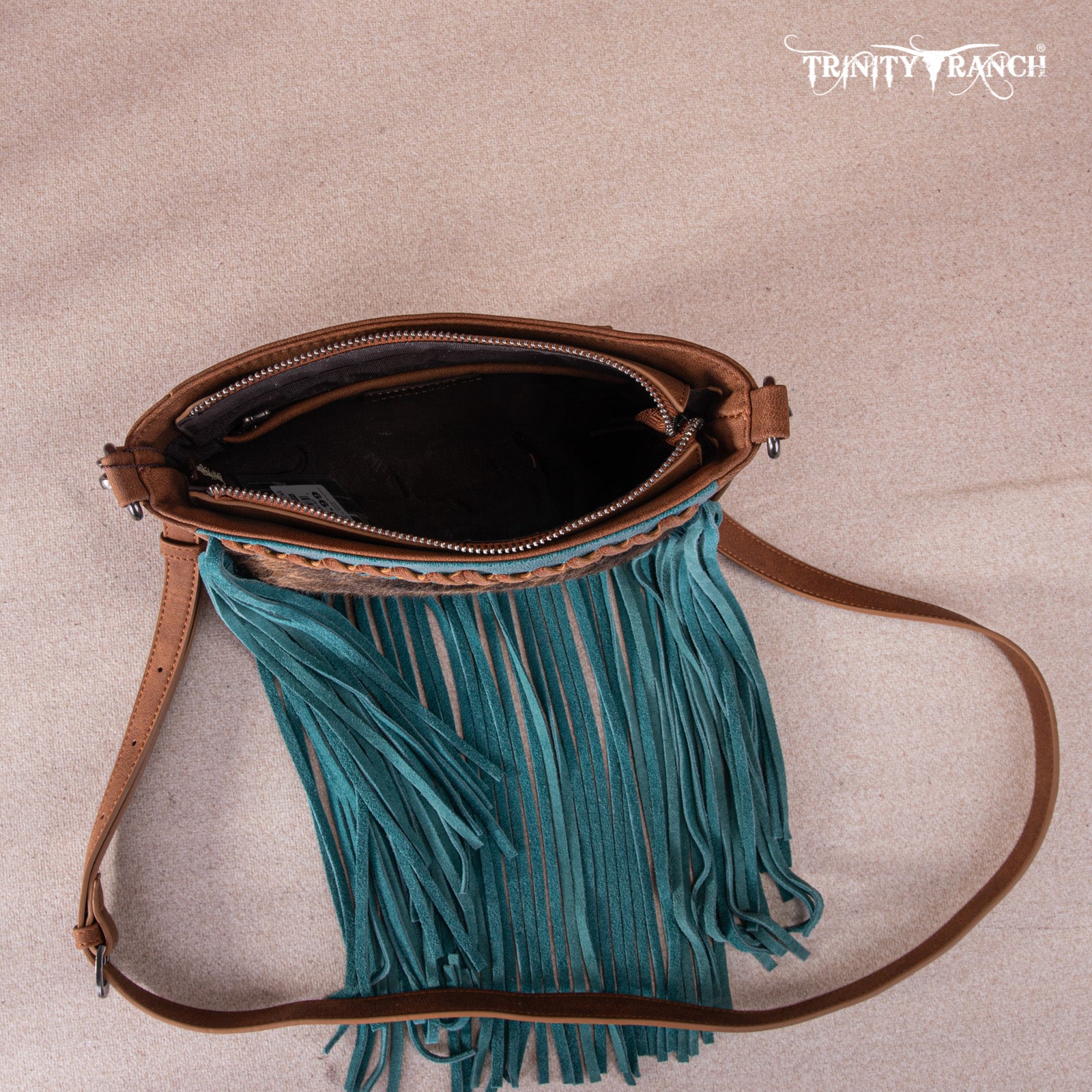 Trinity Ranch Cowhide Leather Fringe Crossbody Bag