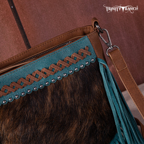 Trinity Ranch Cowhide Leather Fringe Crossbody Bag