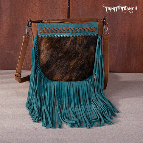 Trinity Ranch Cowhide Leather Fringe Crossbody Bag