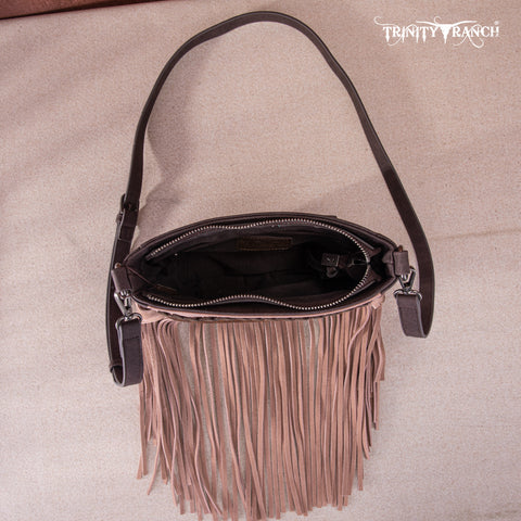 Trinity Ranch Cowhide Leather Fringe Crossbody Bag