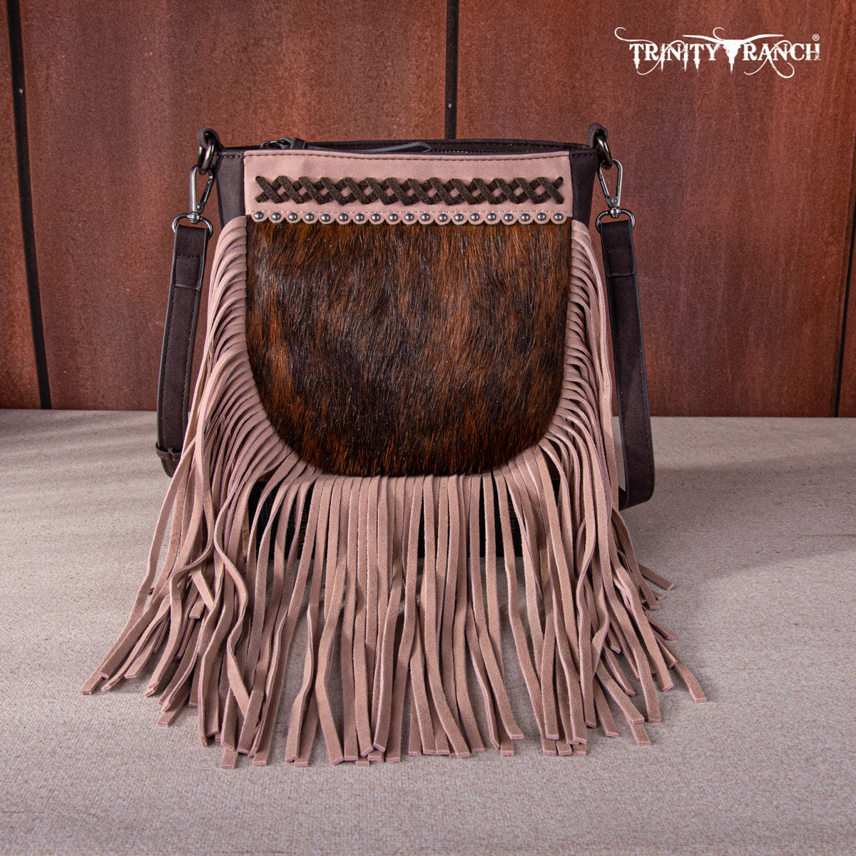 Trinity Ranch Cowhide Leather Fringe Crossbody Bag