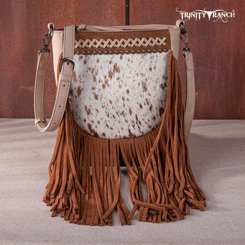 Trinity Ranch Cowhide Leather Fringe Crossbody Bag