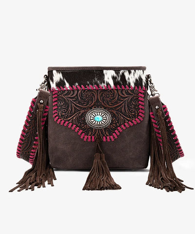 Trinity Ranch Tooled Fringe Crossbody - Montana West World