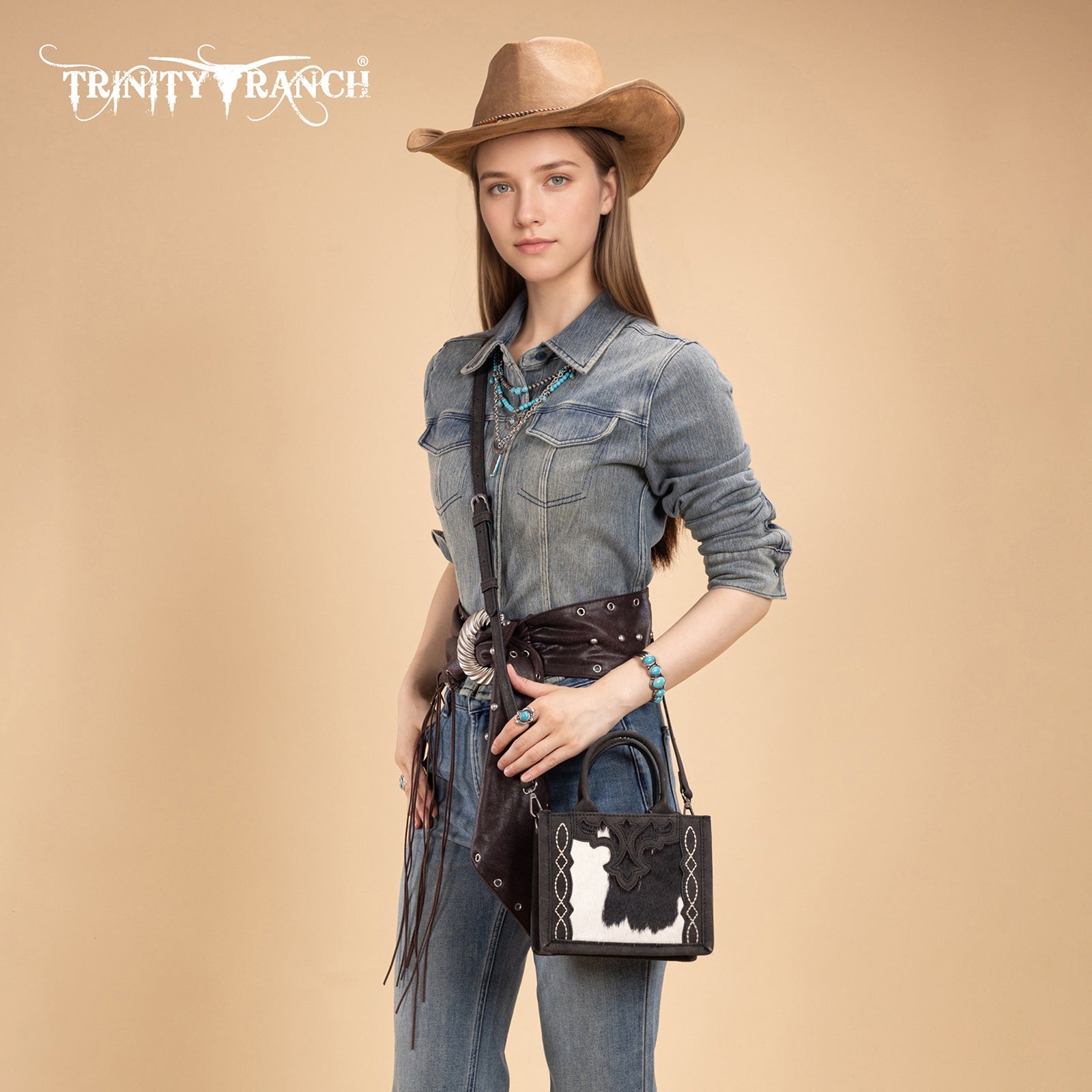 Trinity Ranch Western Hair-On Cowhide Mini Tote/Crossbody