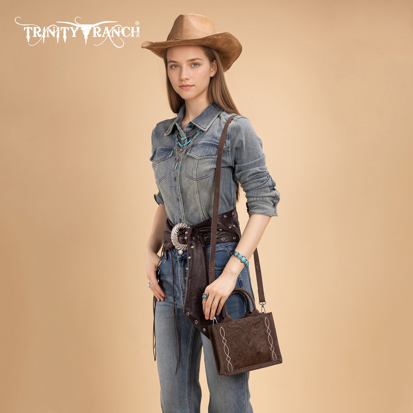 Trinity Ranch Western Hair-On Cowhide Mini Tote/Crossbody