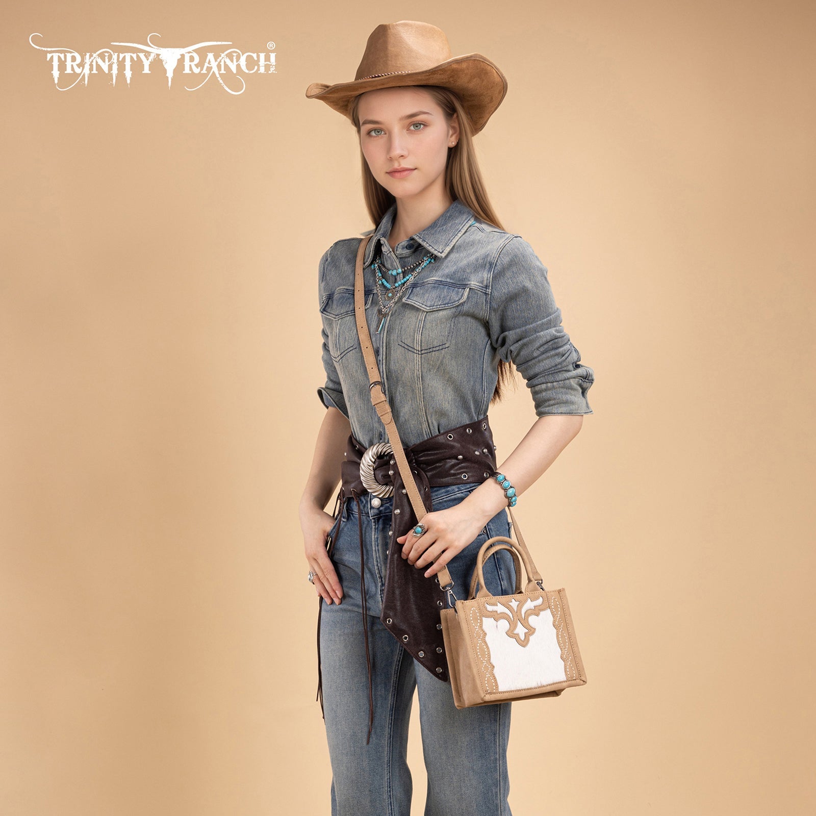 Trinity Ranch Western Hair-On Cowhide Mini Tote/Crossbody