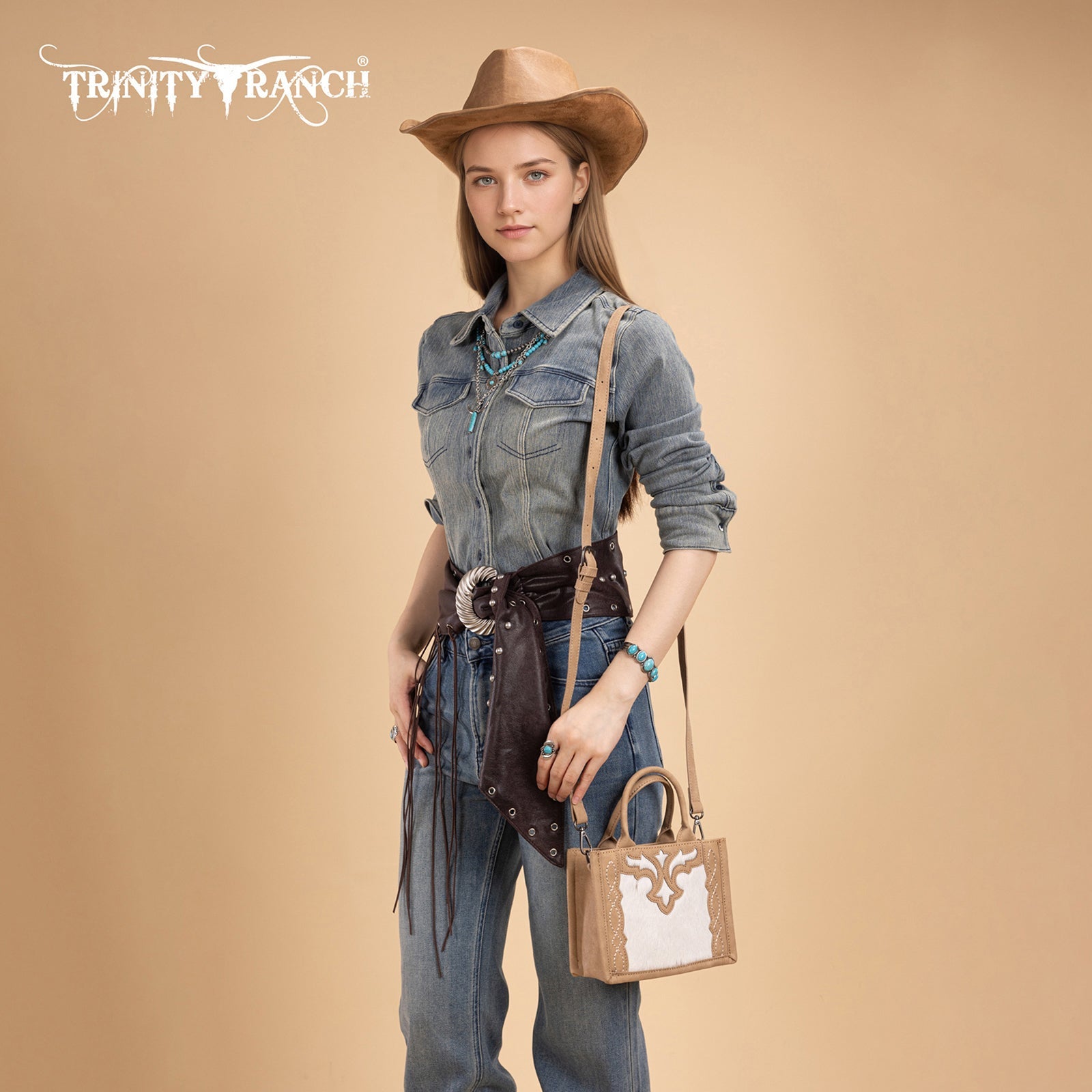 Trinity Ranch Western Hair-On Cowhide Mini Tote/Crossbody