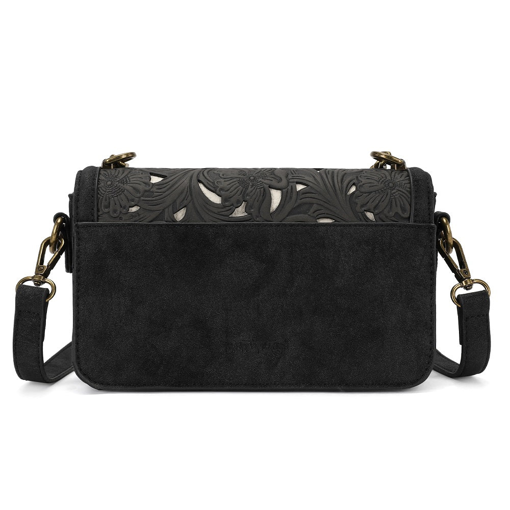 Trinity Ranch Cowhide Floral Cutout Crossbody Bag