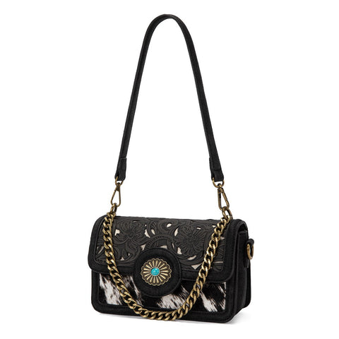 Trinity Ranch Cowhide Floral Cutout Crossbody Bag