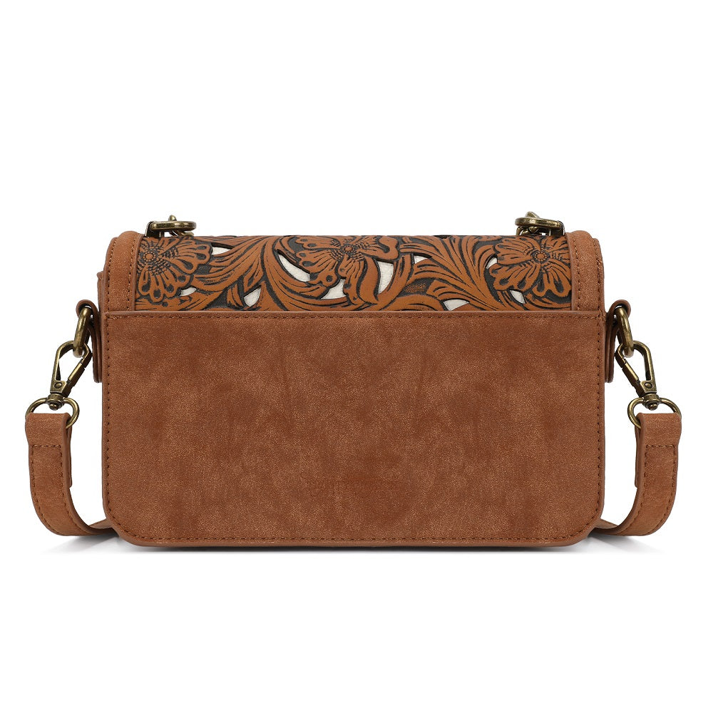 Trinity Ranch Cowhide Floral Cutout Crossbody Bag