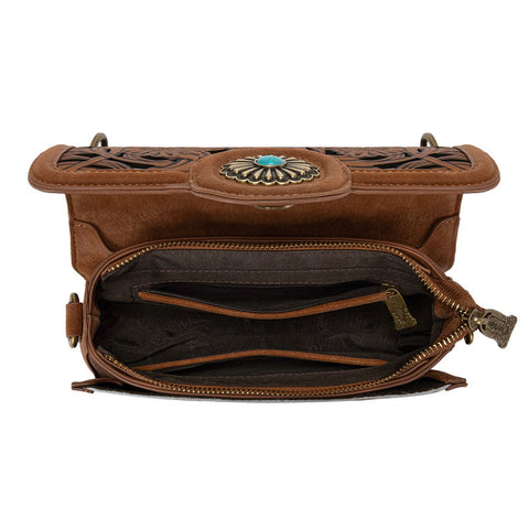 Trinity Ranch Cowhide Floral Cutout Crossbody Bag