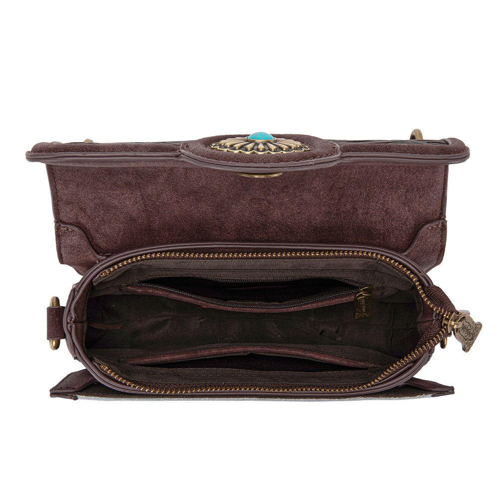 Trinity Ranch Cowhide Floral Cutout Crossbody Bag
