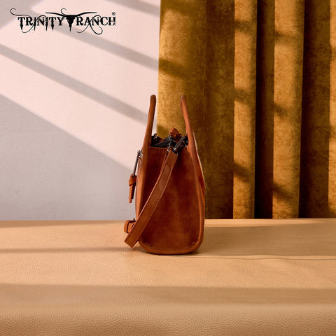 Trinity Ranch Genuine Hair-On Cowhide Satchel Crossbody Bag