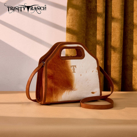Trinity Ranch Genuine Hair-On Cowhide Satchel Crossbody Bag