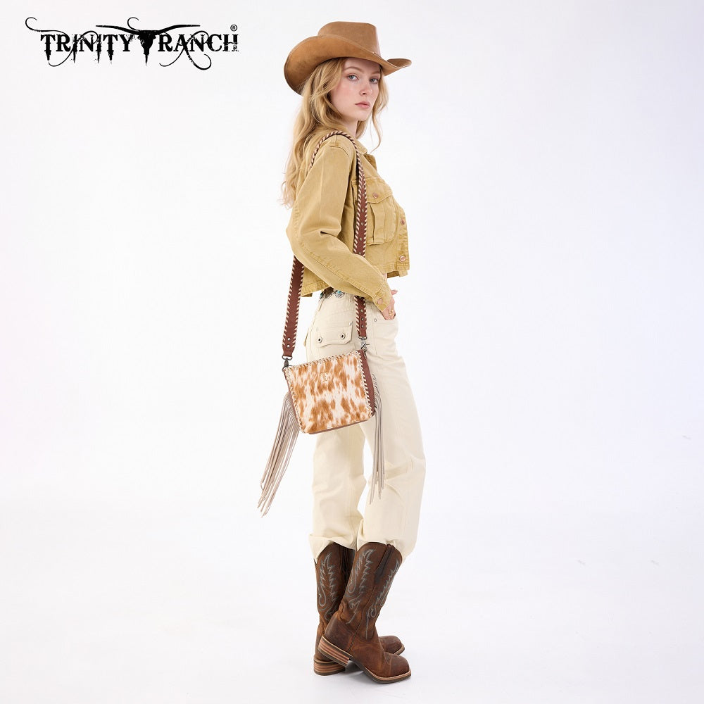 Trinity Ranch Cowhide Fringe Crossbody Bag