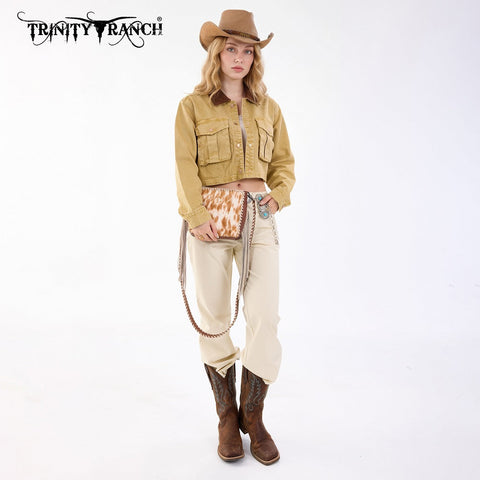 Trinity Ranch Cowhide Fringe Crossbody Bag