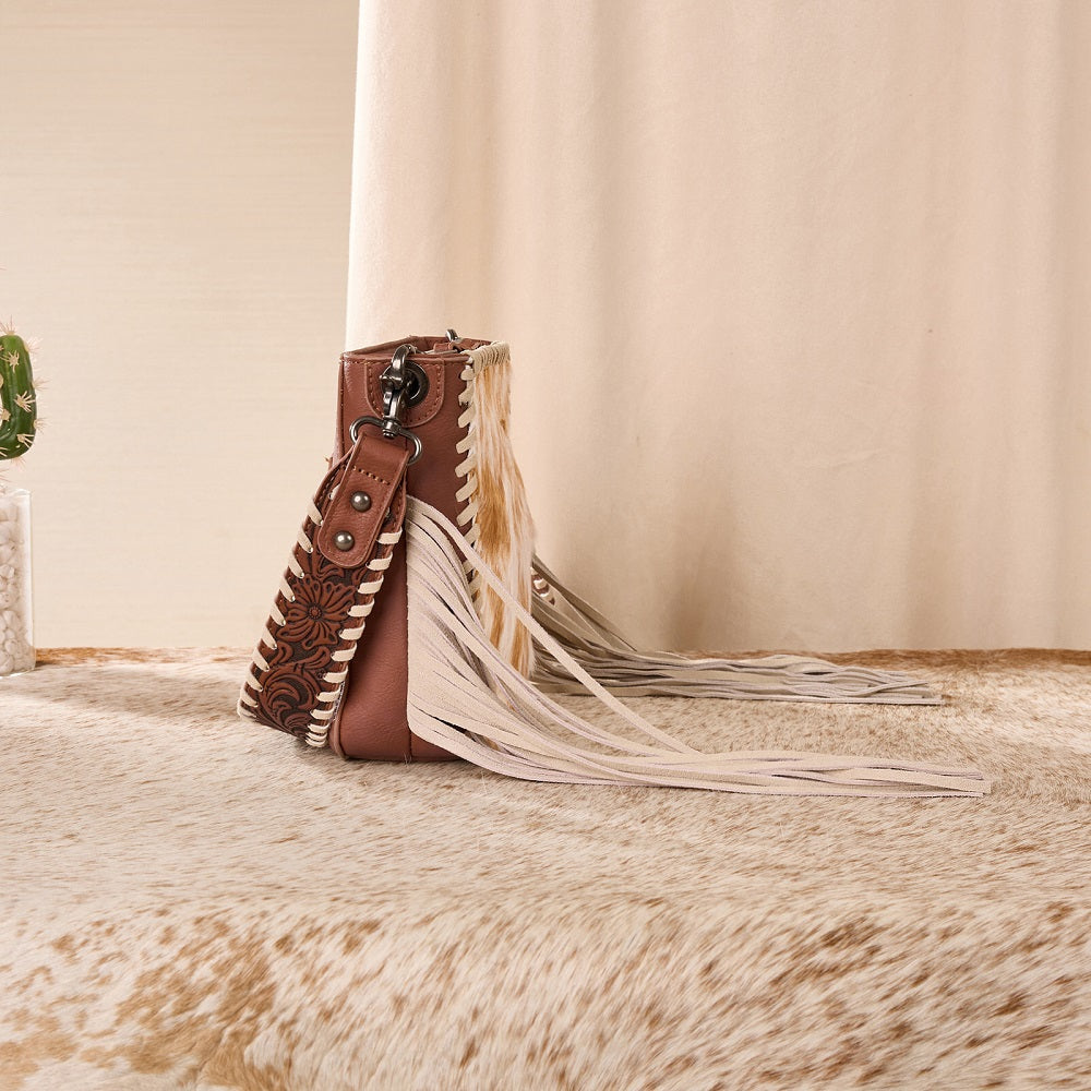 Trinity Ranch Cowhide Fringe Crossbody Bag