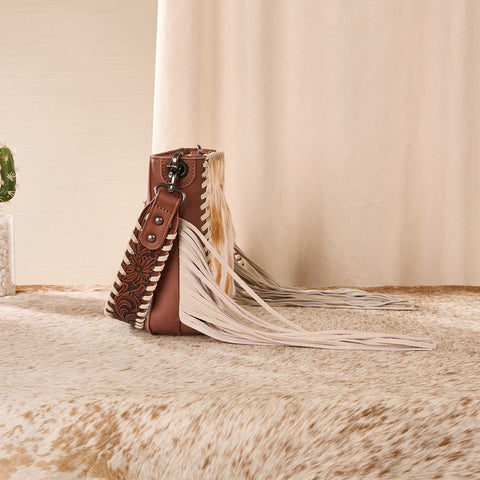Trinity Ranch Cowhide Fringe Crossbody Bag