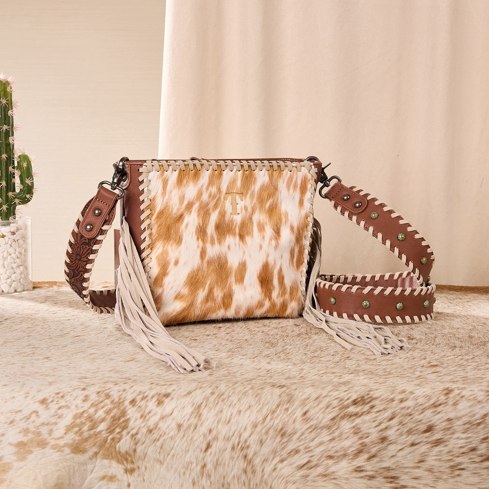 Trinity Ranch Cowhide Fringe Crossbody Bag