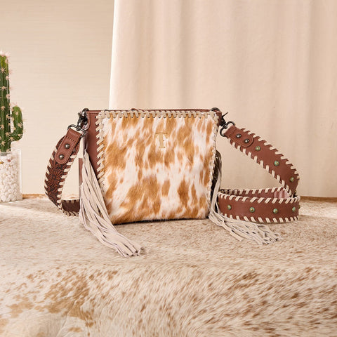 Trinity Ranch Cowhide Fringe Crossbody Bag