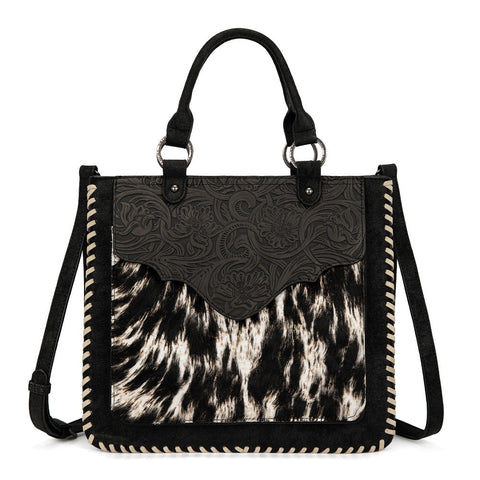 Trinity Ranch Cowhide Tooled Leather Tote Bag