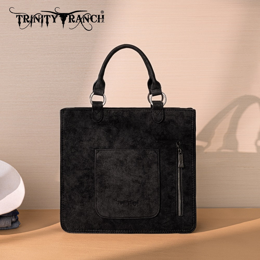 Trinity Ranch Cowhide Tooled Leather Tote Bag