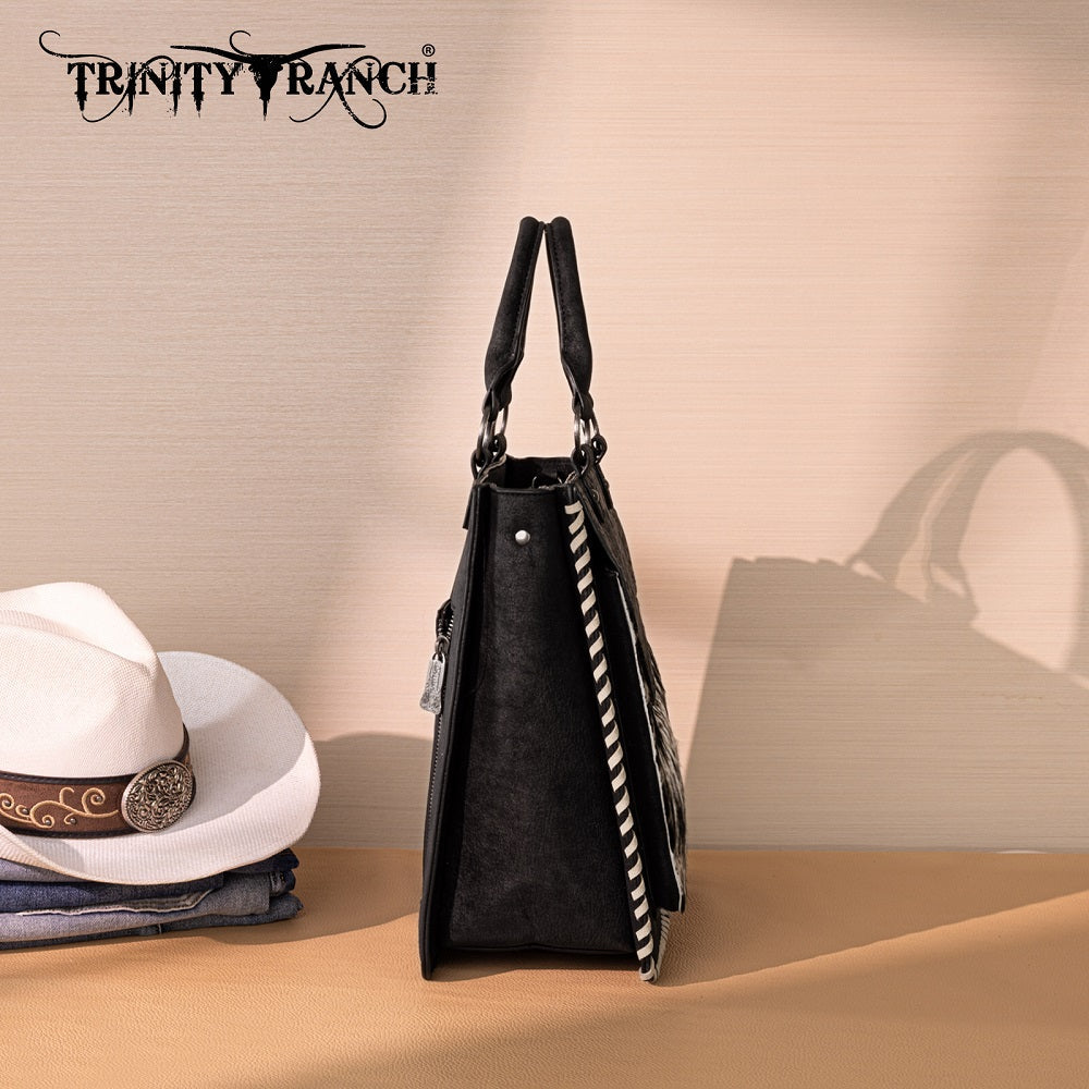 Trinity Ranch Cowhide Tooled Leather Tote Bag