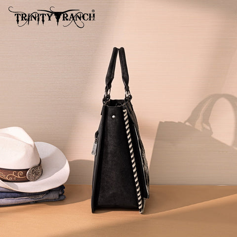 Trinity Ranch Cowhide Tooled Leather Tote Bag