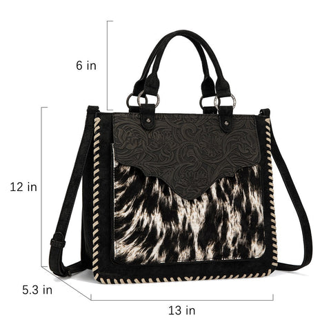 Trinity Ranch Cowhide Tooled Leather Tote Bag