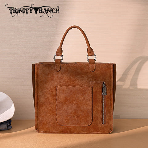 Trinity Ranch Cowhide Tooled Leather Tote Bag