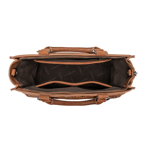 Trinity Ranch Cowhide Tooled Leather Tote Bag