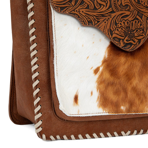Trinity Ranch Cowhide Tooled Leather Tote Bag